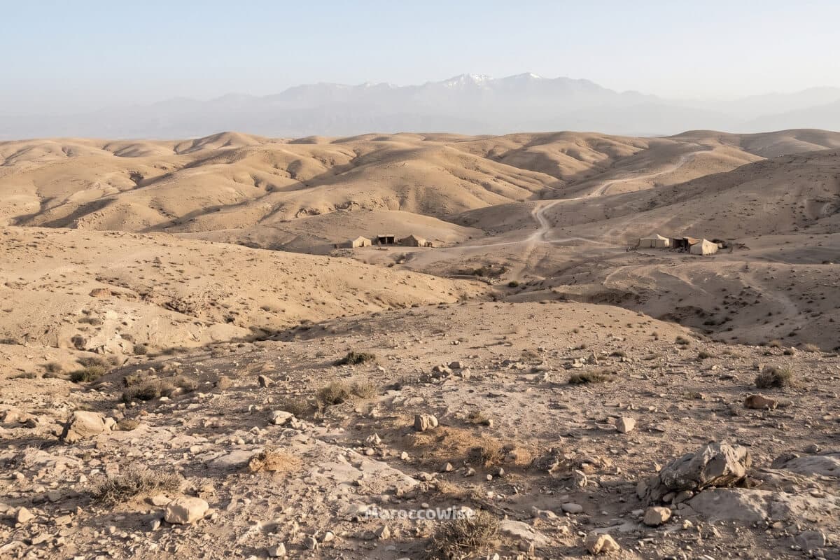 Agafay stone desert landscape near Marrakech