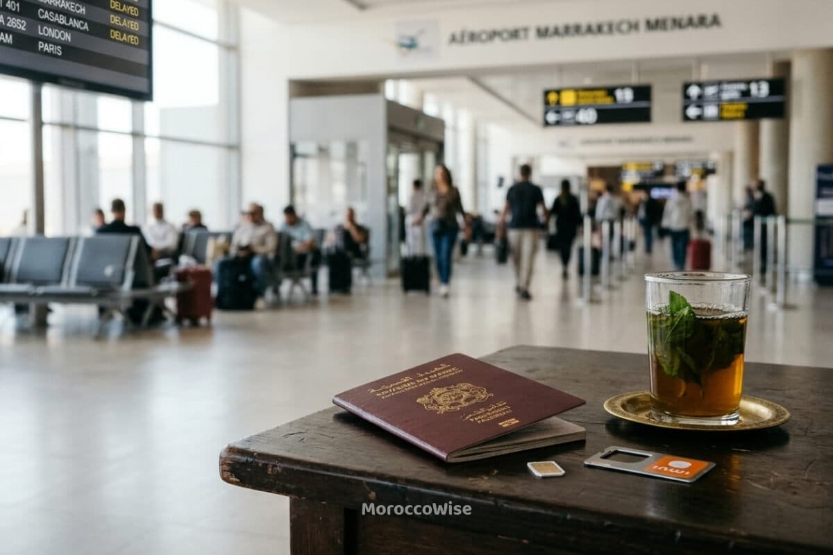 A physical SIM card being registered with a passport in Morocco
