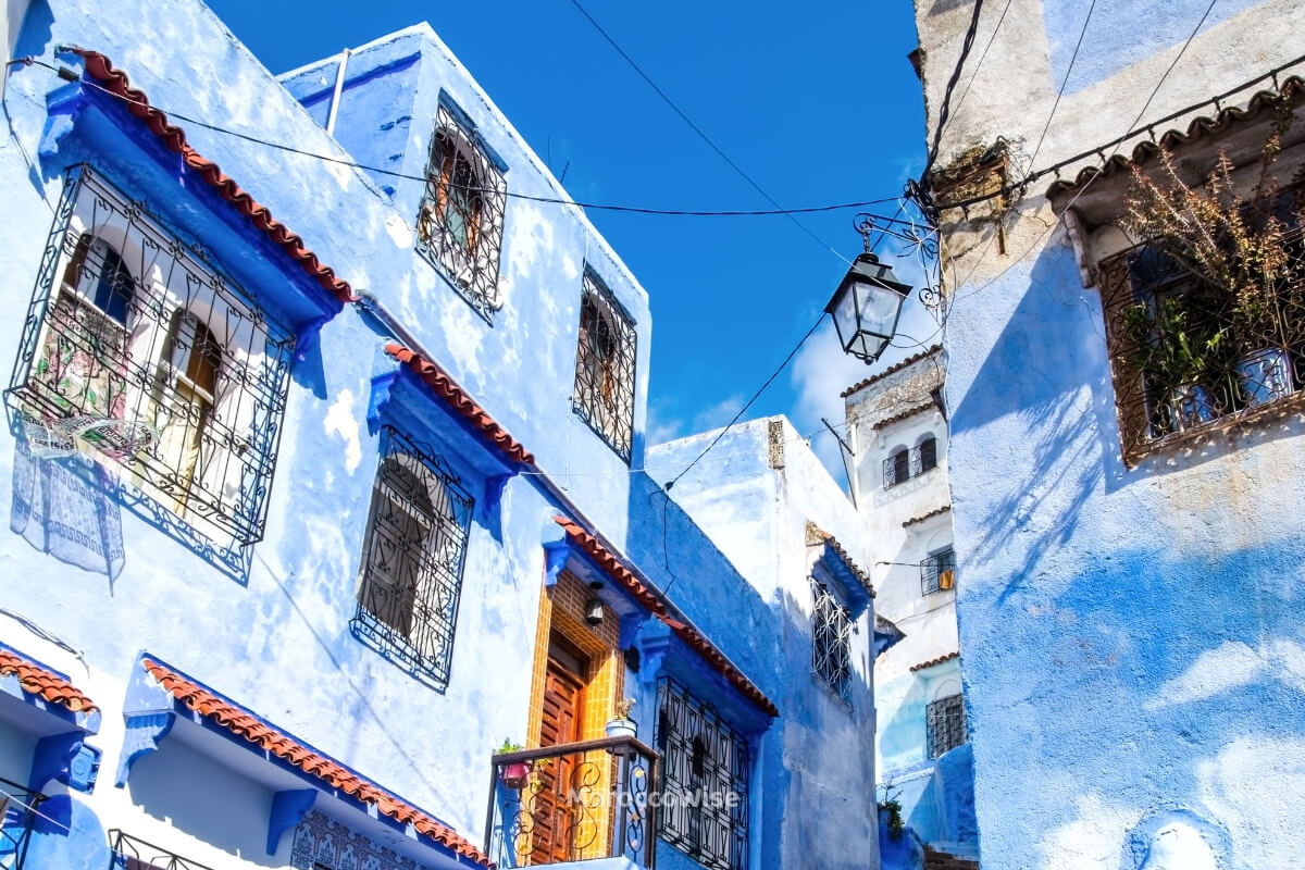 A photographer's view across the rooftops of the blue medina