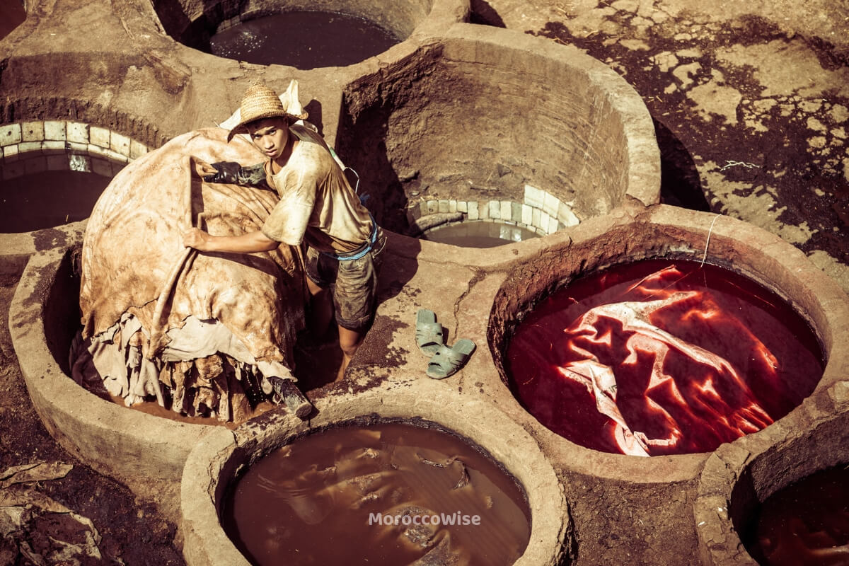 Panoramic view of the historic Chouara leather workshops
