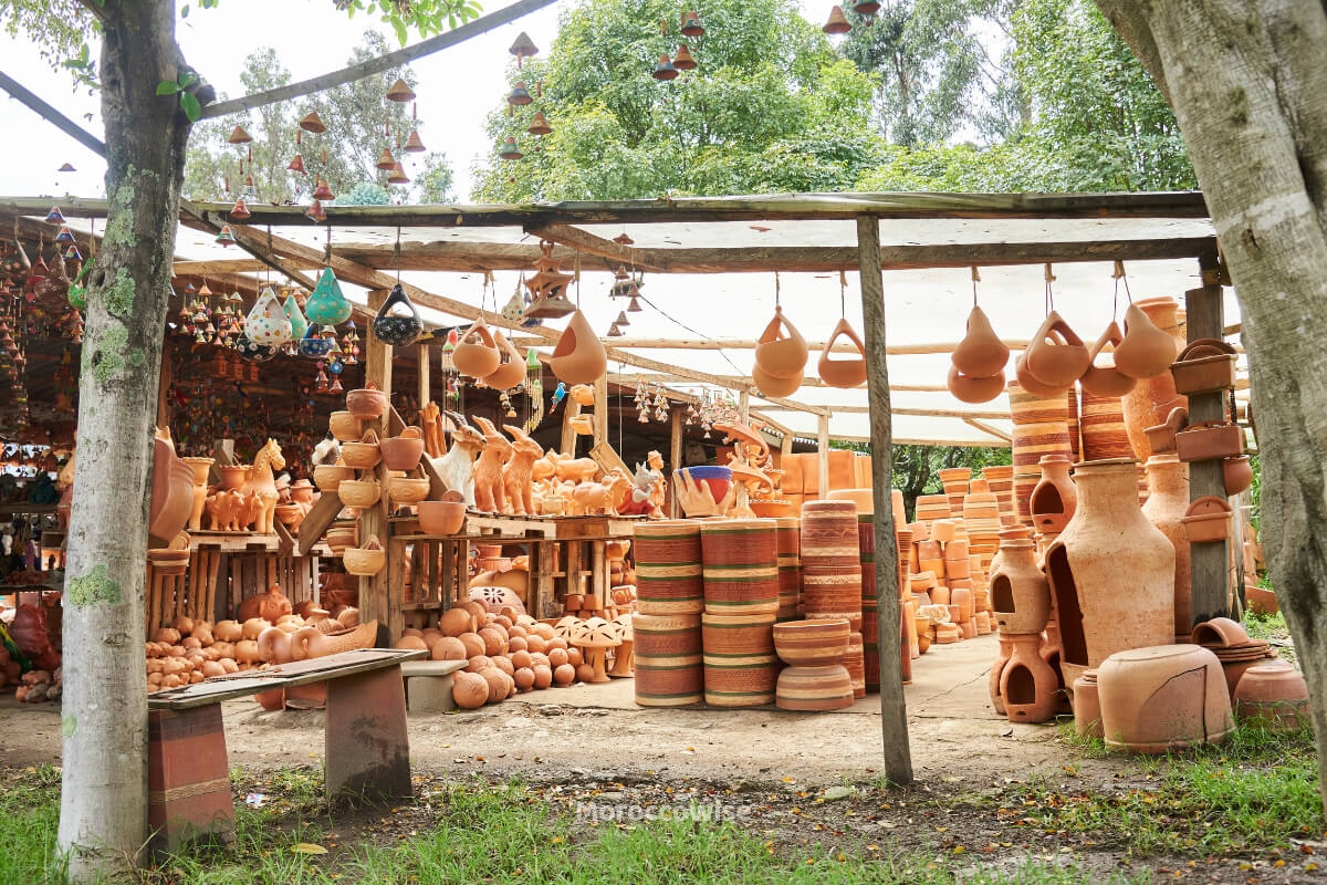 Colorful handmade pottery and ceramics from Fes