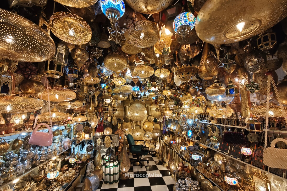A craftsman's traditional handiwork in the Marrakech souks